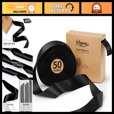 Black Satin Ribbon, 1.5 Inches, 50 Yards