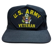 Vintage U.S. Army Veteran Snapback Hat Eagle Crest Black Cap Made in USA