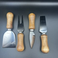 Brandani Inox  Set Of 4 Cheese Knives Stainless Steel And Acacia Wood Handle