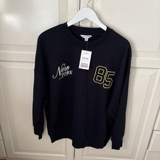 Ladies NWT Next Size XL navy Logo petite Sweatshirt New York RRP �32 