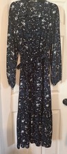 NWOT SHEIN Navy with blue and white Floral Long Sleeve 1/2 Button Front Maxi 