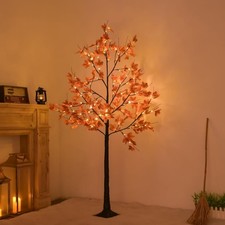 Artificial Lighted Maple Tree with 96 Warm White LED Lights, Indoor Outdoor H...