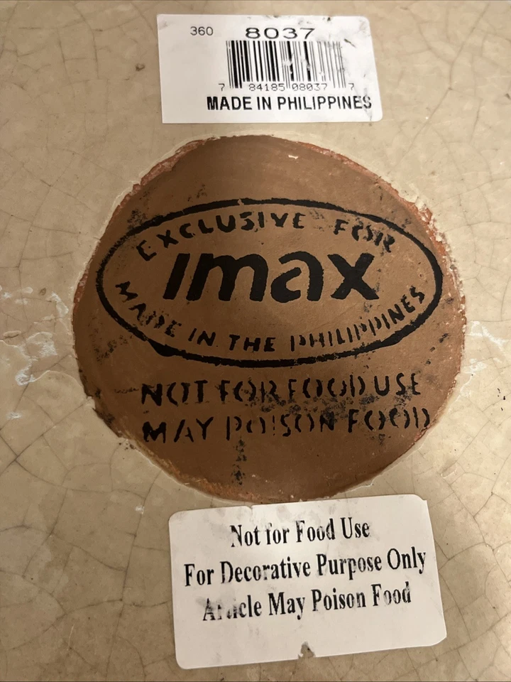 "Lindo borde decorativo de cerámica Imax marrón/bronceado 12"" hecho en Filipinas" Foto 4 de 4
