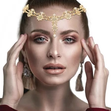 Head Chain Jewelry Headpiece Rhinestone Wedding Headband Gold 