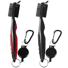 2 Pack Golf Club Brush Groove Cleaner Tools with Retractable Zip-line Aluminu...
