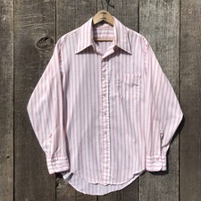 Vintage 70s Pink Pinstripe Dagger Collar Button Up Shirt XL