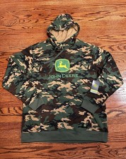John Deere Hoodie Mens 2XL Core Camo Logo Sweatshirt Outdoor Hunting Farm NWT
