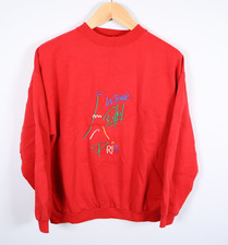 90s Paris Eiffel Tower Sweatshirt Adult Large Red Embroidered Crewneck 50/50 VTG