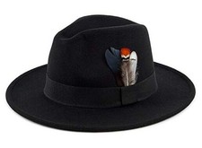 Classic Fedora Hats for Men  Women Wide Brim Felt Hat Panama Medium A-black