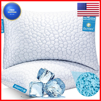 Qutool Cooling Bed Pillows For Sleeping Shredded Memory Foam King Pillows 2