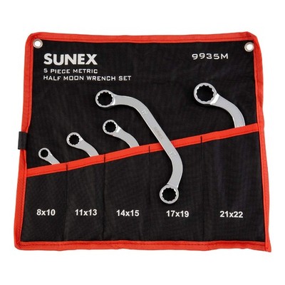 SUNEX TOOLS 9935M Metric Half Moon Wrench Set, 5-Piece Metric, Fully Polished 