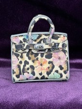leopard floral mini bag charm, mini purse. Purse charm. Floral designs