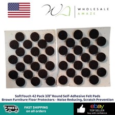 SoftTouch 42 Pack 3/8" Round Self-Adhesive Felt Pads Brown Furniture Floor