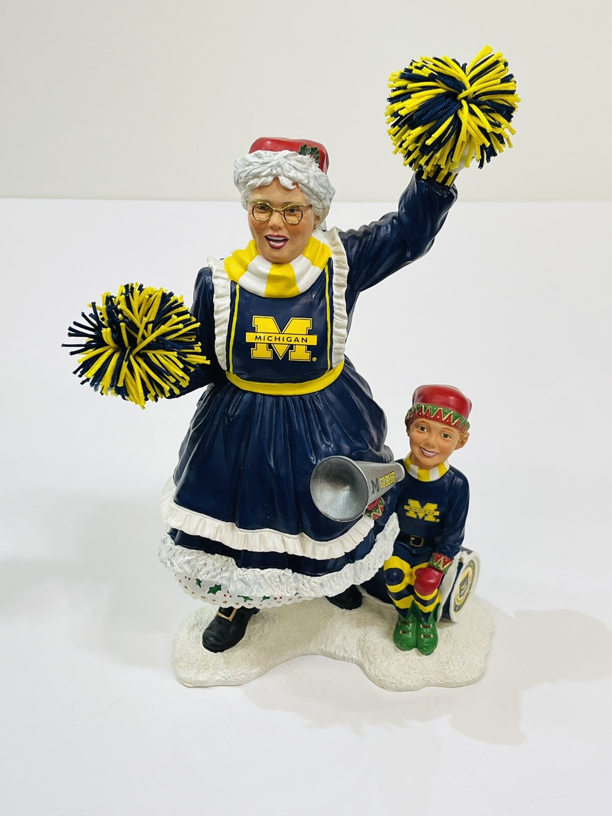 Rare Danbury Mint University Michigan Wolverines Game Day MRS CLAUS Christmas
