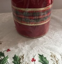 Christmas Holiday WireEdge Ribbon 4 x5 Yards 15 Ft RED HOLIDAY PLAID New