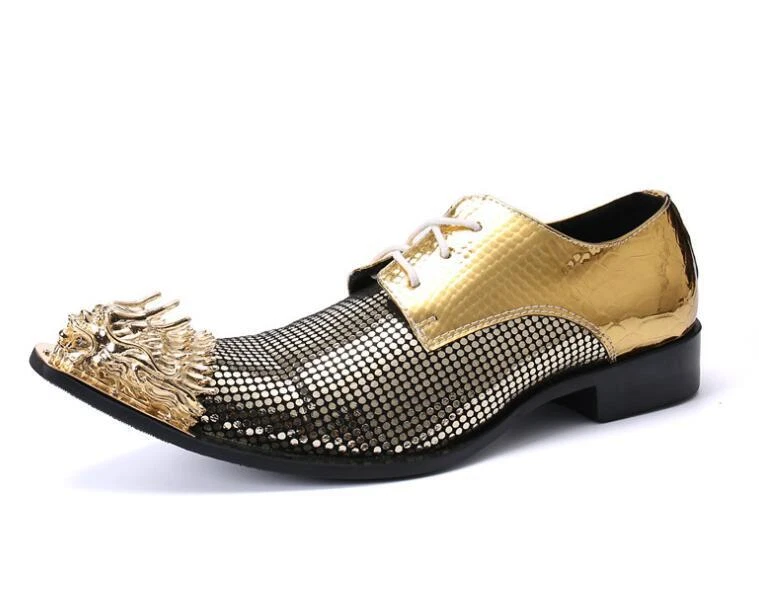 Mens metallic gold dress cheap shoes