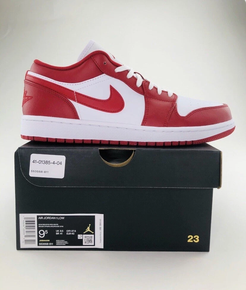 New Nike Air Jordan 1 Low Gym Red White Chicago Size 9.5 553558-611 Free Ship