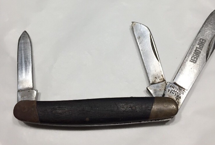 ぶぺんページ Vtg Folding Pocket Knife 440-japan 11-184 Explorer 3 Blade Wood