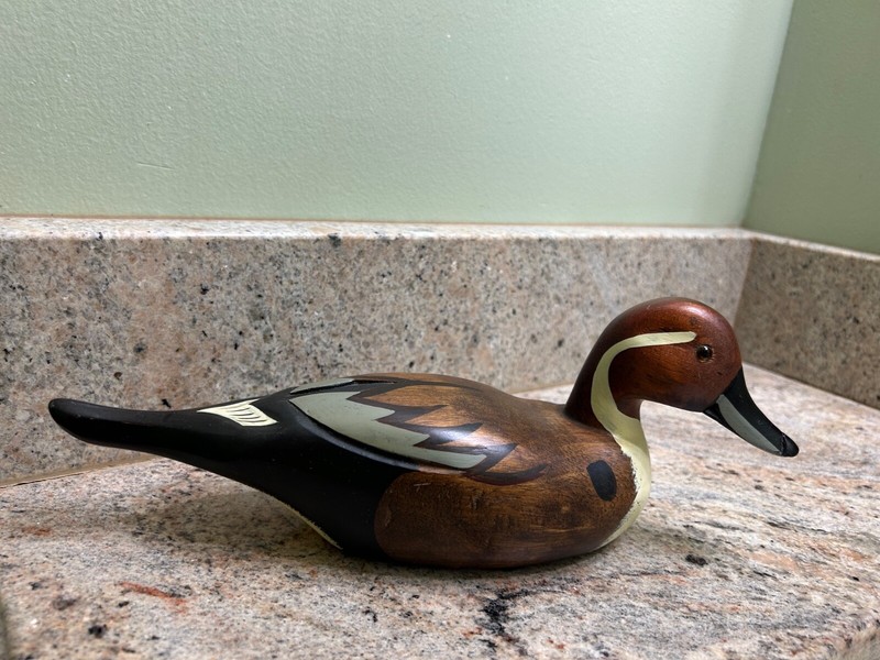 Vintage Wooden Duck Decoy Hand carved & Painted 11 x 4 x 4 inches