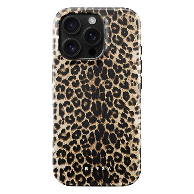 Burga, Stoßfeste Leopard Hülle für iPhone 16 Pro Max   Player, Schwarz