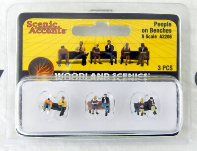 N Scale People on Benches Figures Woodland Scenics #A2206
