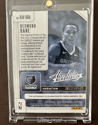 DESMOND BANE 2020-21 Absolute RC Rookie Variation Auto Grizzlies