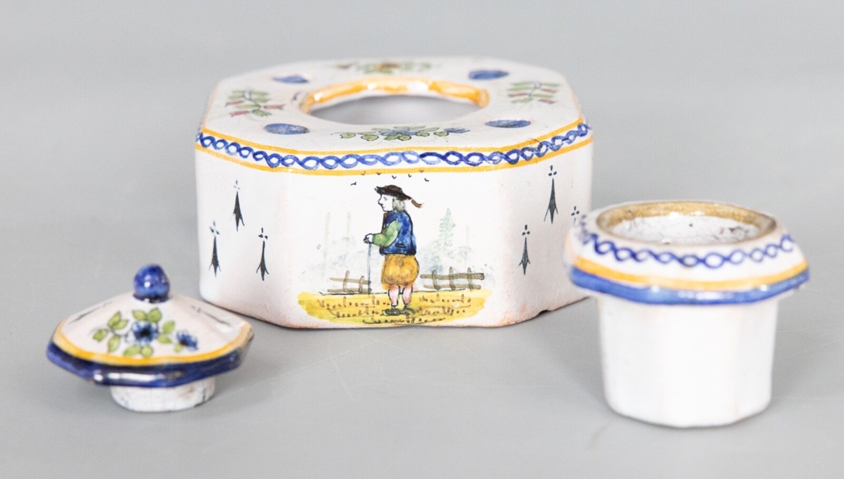 Antique French Faience Quimper Style Inkwell circa 1900 | eBay