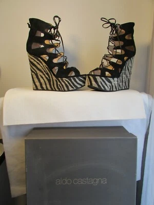sandales compensées aldo castagna 38 daim noir - Photo 1/4