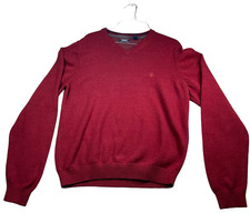 Izod Sweater Mens size Large Red Long Sleeve Pullover V-neck