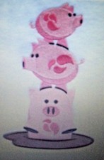 Three Little Piggies Pig Stack Kids BATHROOM SET HAND TOWELS Adorable