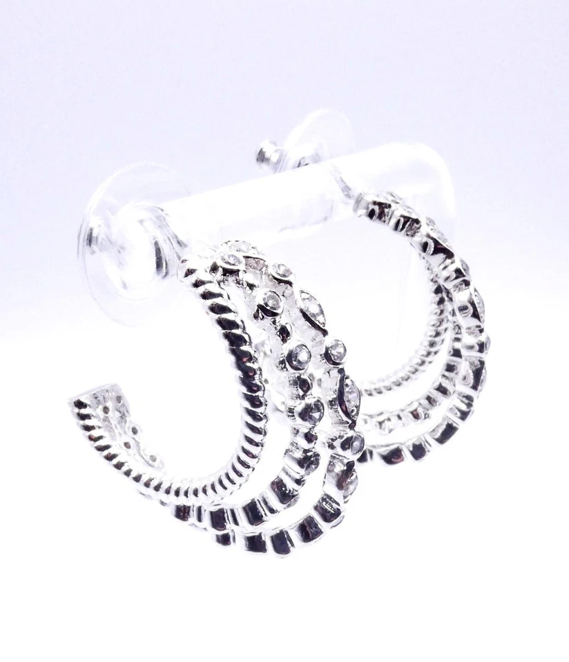 EXQUISITOS 3 filas de cristales de cable enchapados en oro blanco de 18kt de diámetro de 1" Foto 4 de 4