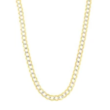 14k 2 Tone Yellow And White Real Gold Curb Chain Necklace, 2.6mm, 20"