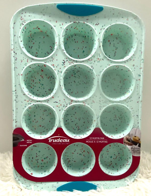 Trudeau Structure Silicone 12 Cupcake Muffin Pan Confetti Bake Party 10 x 14