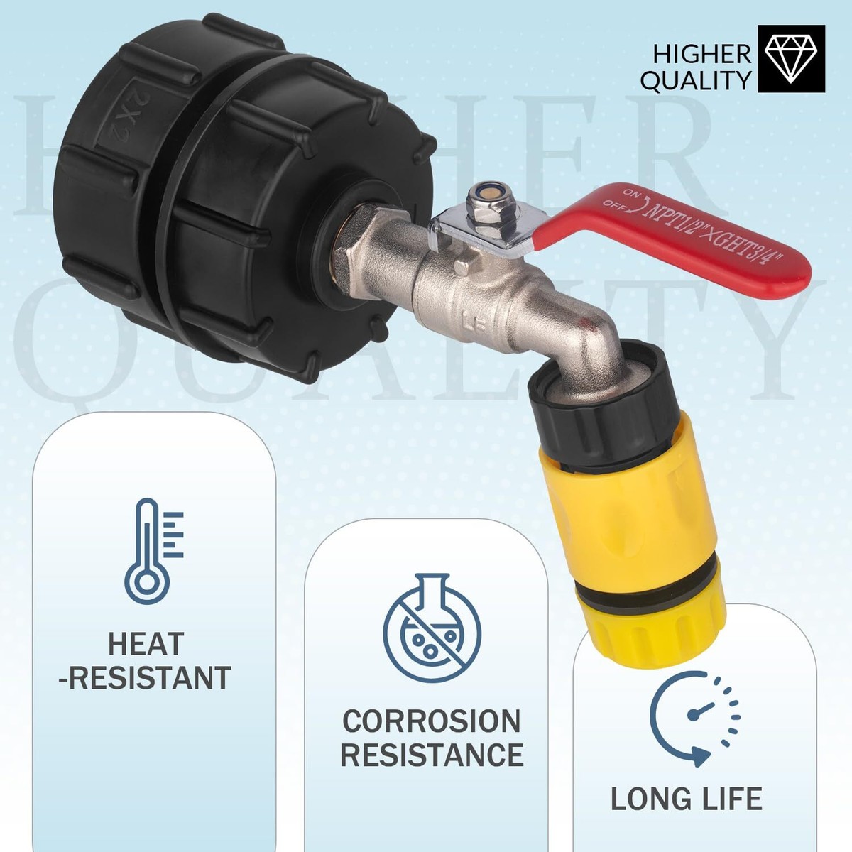 Adattatore IBC Tote Adattatore Valvola 1/2 Pollice Raccordo Per Tubo Giardino In Ottone Per Serbatoio 275 A 330 Galloni Con Corpo Del Rubinetto Ispessito A Tenuta Stagna - Foto 4
