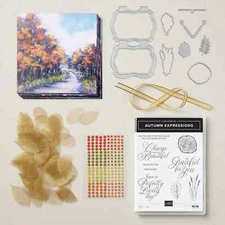 Stampin' Up!- "AUTUMN EXPRESSIONS SUITE" Stamp Set,Dies,DSP,Ribbon,+2 More  NEW!
