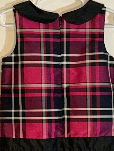 Gymboree Little Girl Sz 4 Dress Sleeveless Burgundy/Black Plaid Peter Pan Collar - Picture 9 of 10