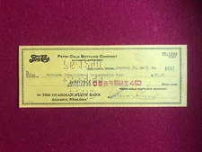 1948, PEPSI Cola, Bottling Company Check (Double Dot) Scarce