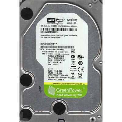 WD30EURS-63SPKY0 3TB 64MB Cache SATA 3.0Gb/s Internal Hard Drive