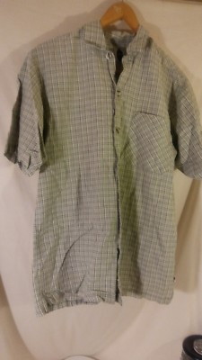 Bugle Boy Green Plaid Medium Button Down Shirt 90's Style