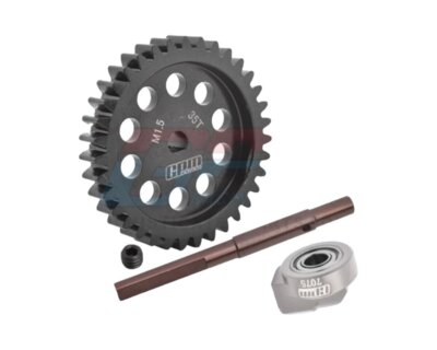 GPM Racing Carbon Stahl Hauptzahnrad 35 Zähne Modul 1.5 mit Welle und Halter  ..
