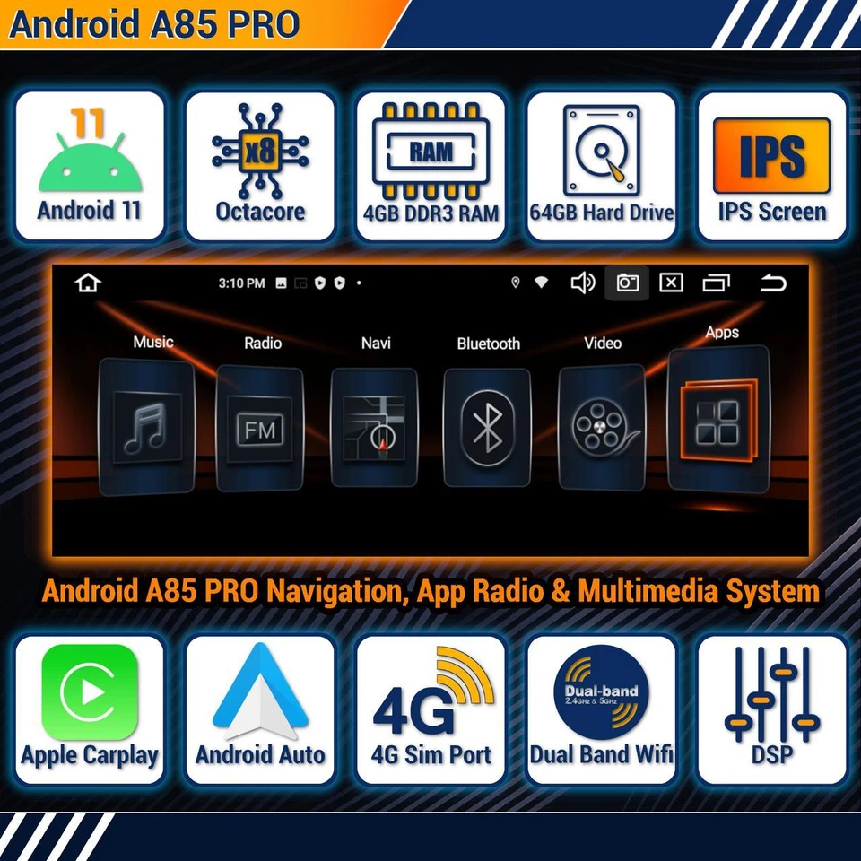 Radio CarPlay 2 DIN Android Sans Fil Pour Land Rover Range Rover L322, SatNav - Photo 3/4