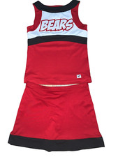 NEW BEARS Cheerleader Uniform Outfit Girls Cheer Costume 30" Top 27" Skirt RED
