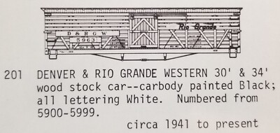 C-D-S CDS O-201 DENVER RIO GRANDE WESTERN 30' 34' DRGW Stock Dry Transfer Decals