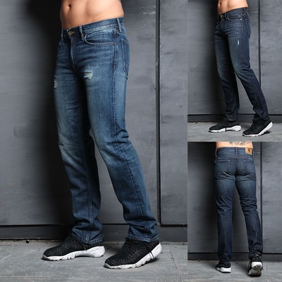 Simply Jeans Mens Regular Fit Tapered Designer Distress Rip Vintage Denim  Jeans | eBay