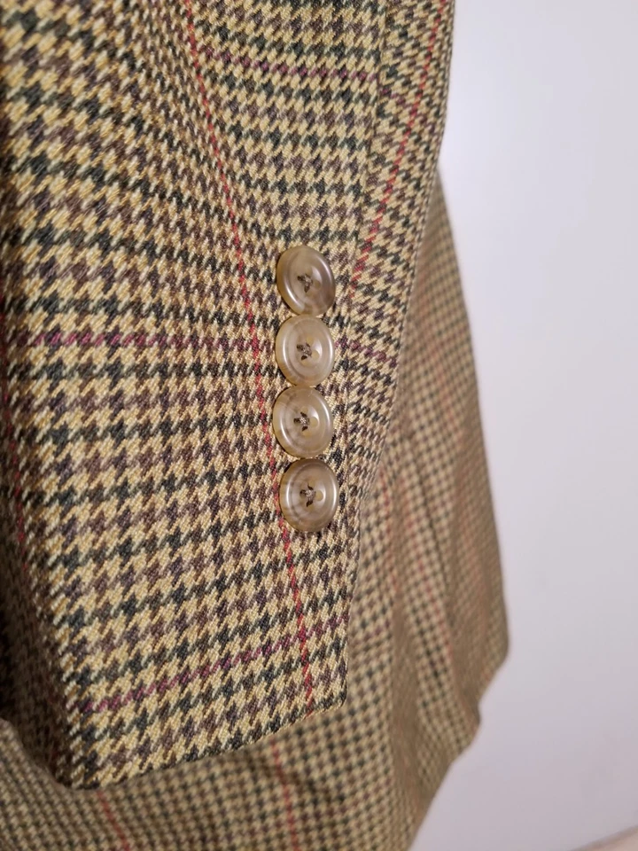 Chaqueta Blazer Abrigo Deportivo 52R 52S A MEDIDA Lona Completa Verde Naranja Púrpura Cuadros Foto 3 de 4