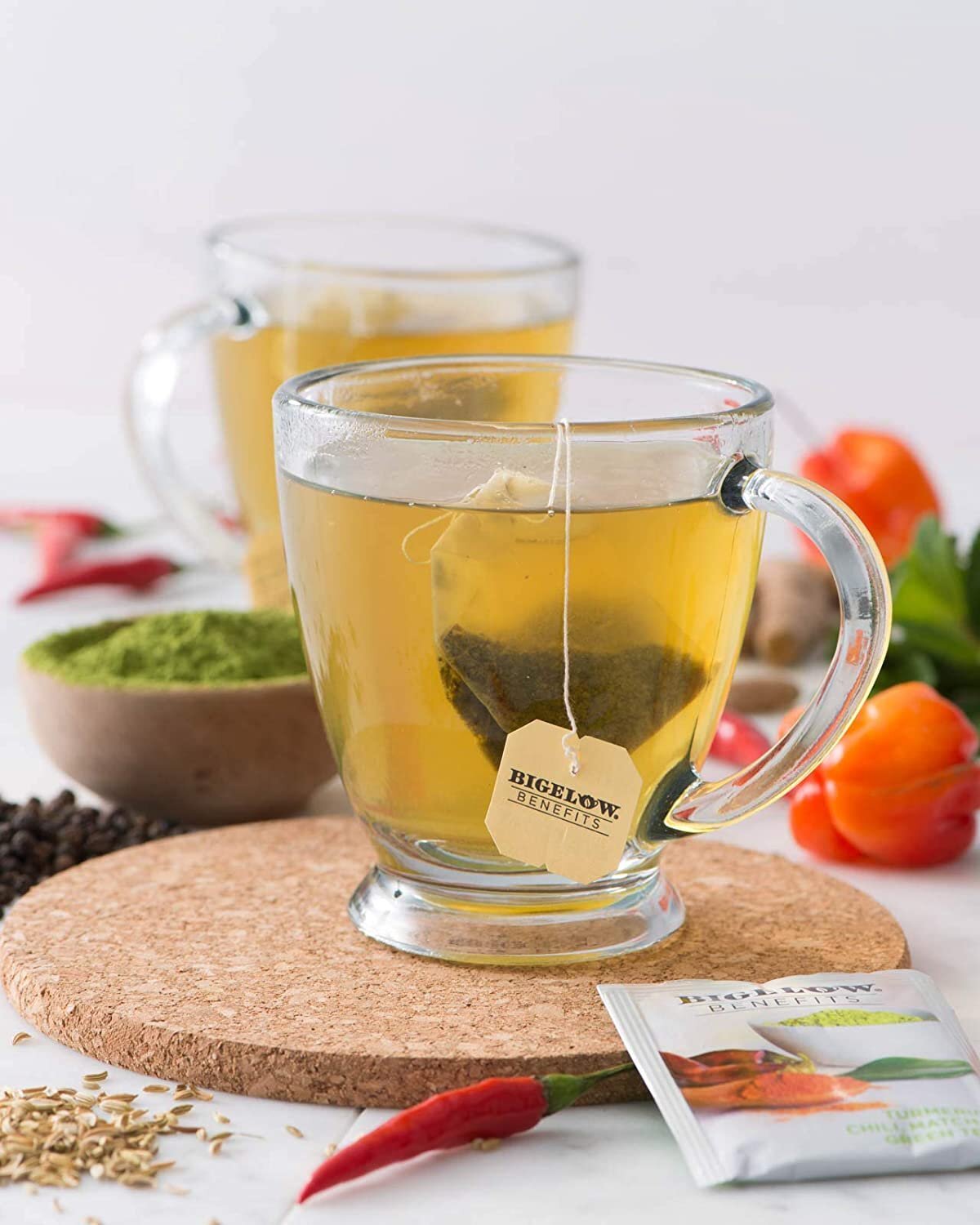 Bigelow Benefits Refresh Turmeric Chili Matcha Green Tea Caffeinated 4 Boxes