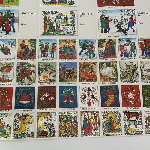 Vintage Spastics Society Christmas Stamps Stickers Set 1960s 1970s Help Spastics - Picture 5 of 8