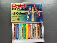 Vintage Pentel Oil Pastels Set of 12 Colors In Box Regular Size