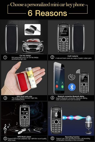 Teléfono móvil GSM Super Mini X8 diseño llave coche doble SIM Bluetooth desbloqueado pequeño - Imagen 16 de 17