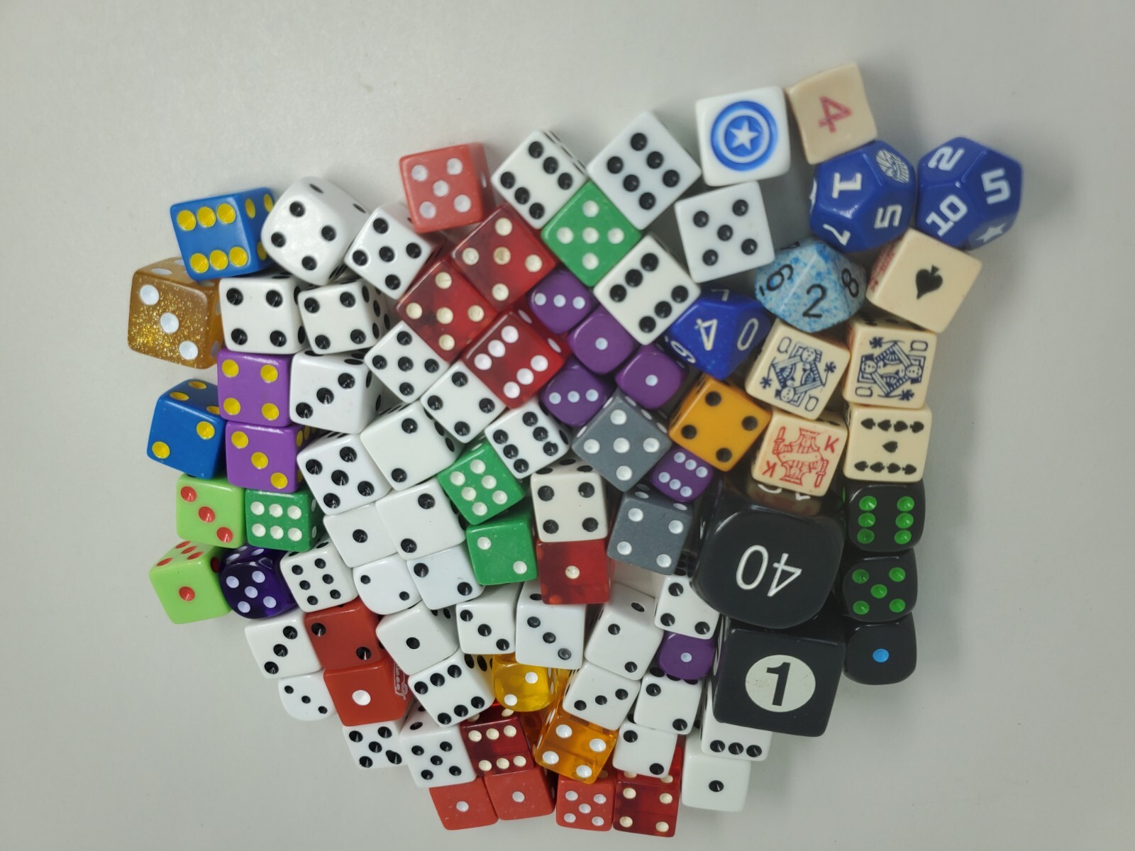 Mixed Dice Lot  Letters Dots Vintage Bridge  Numbers Various Sizes 1900s Clay